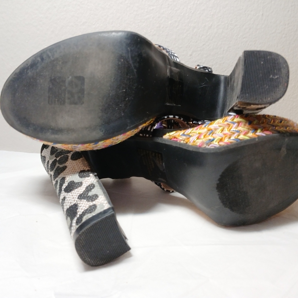 Betsey Johnson Black Multicolor Tassel Platform Heels Shoes Womens Sz 7 EUC Fun - Picture 9 of 13